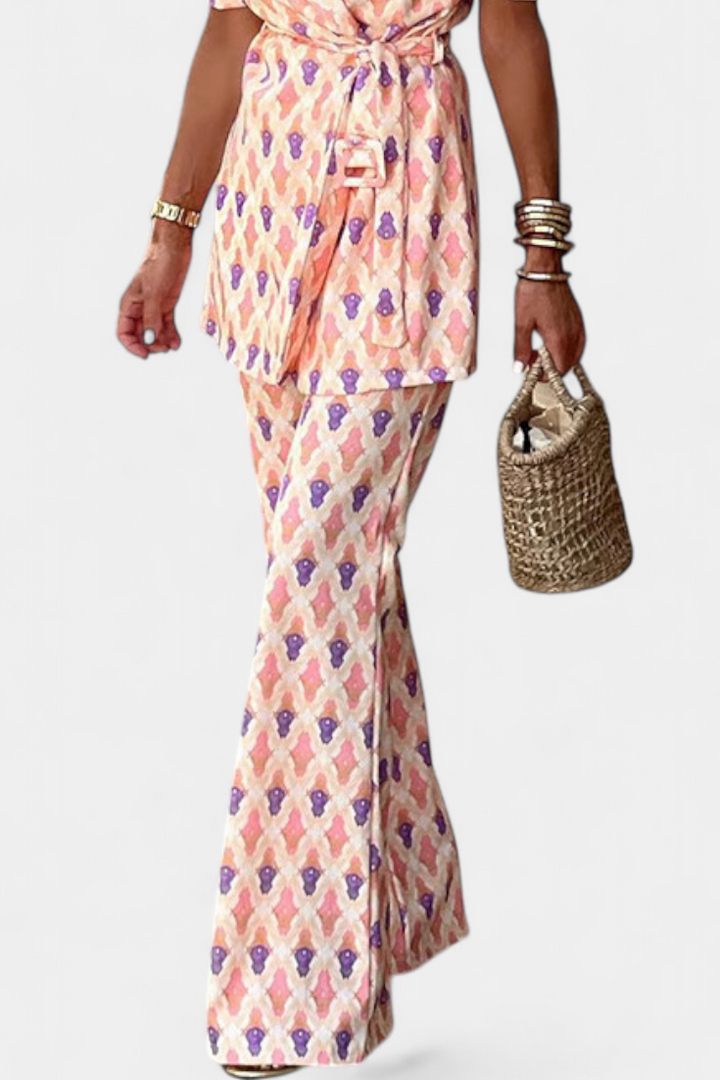 Iris Tailored Set with Puff Sleeves and Flared Trousers