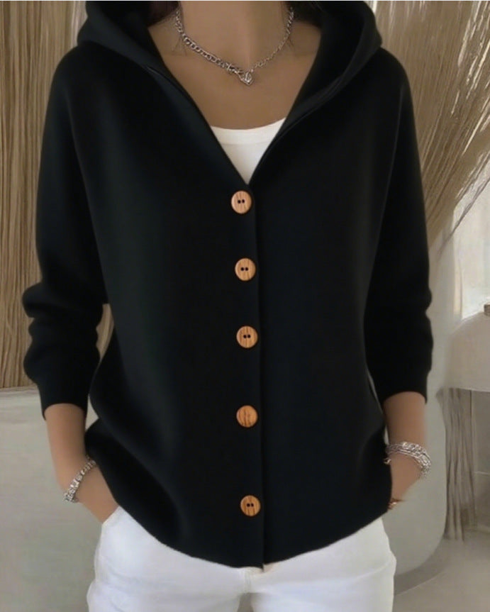 Eva | Hooded Button-Up Knit Cardigan