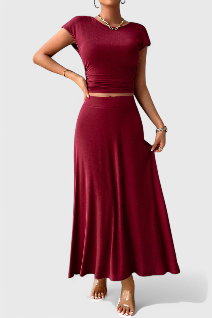 Rosaria Ruffled Top and Flowing Skirt Two-Piece Set