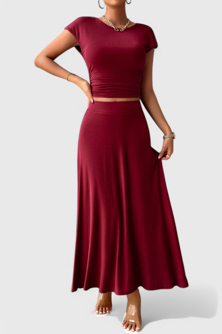 Rosaria Ruffled Top and Flowing Skirt Two-Piece Set