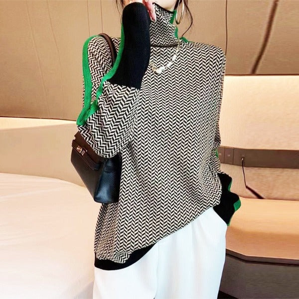 Diletta | Herringbone Turtleneck Sweater