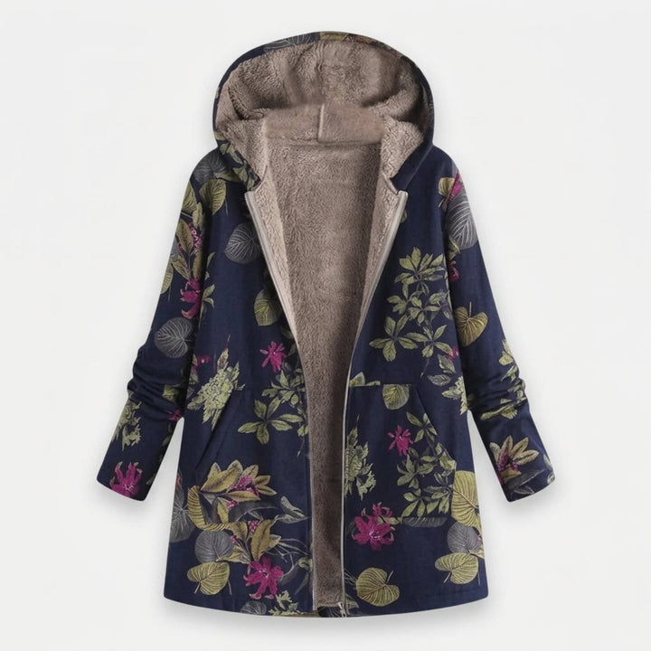 Priscilla | Navy Floral Fleece Coat