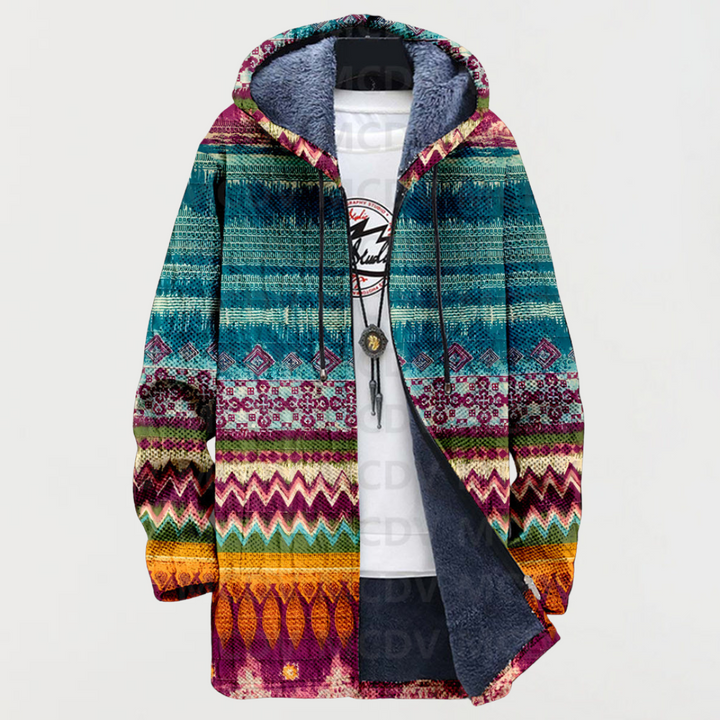 Antonina | Folk-Pattern Hooded Cardigan