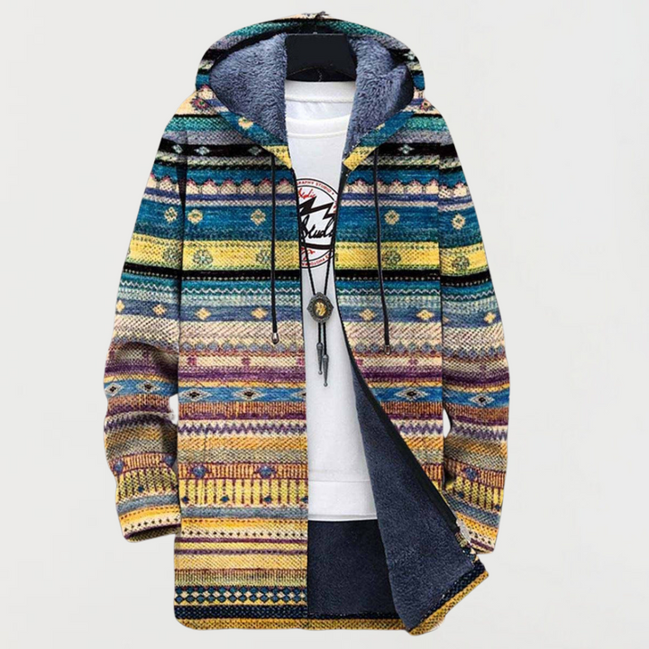 Dorotea | Multicolor Folk-Stripe Hooded Cardigan