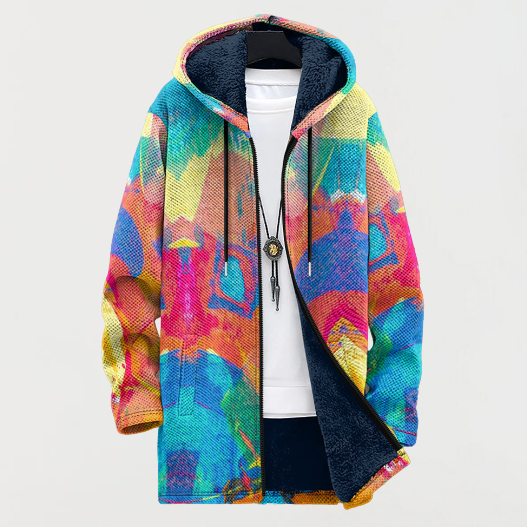 Stella | Abstract-Print Hooded Cardigan