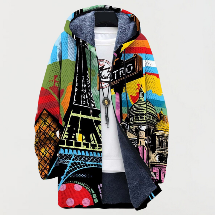 Serafina | City-Print Hooded Cardigan