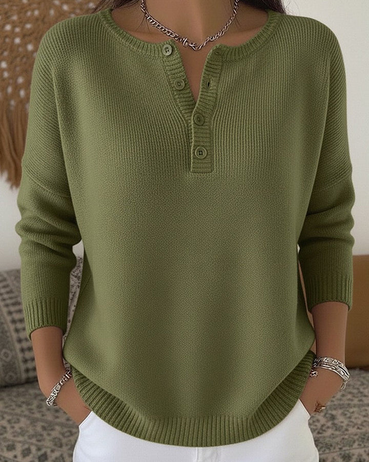 Cristina | Henley Button-Up Knit Sweater