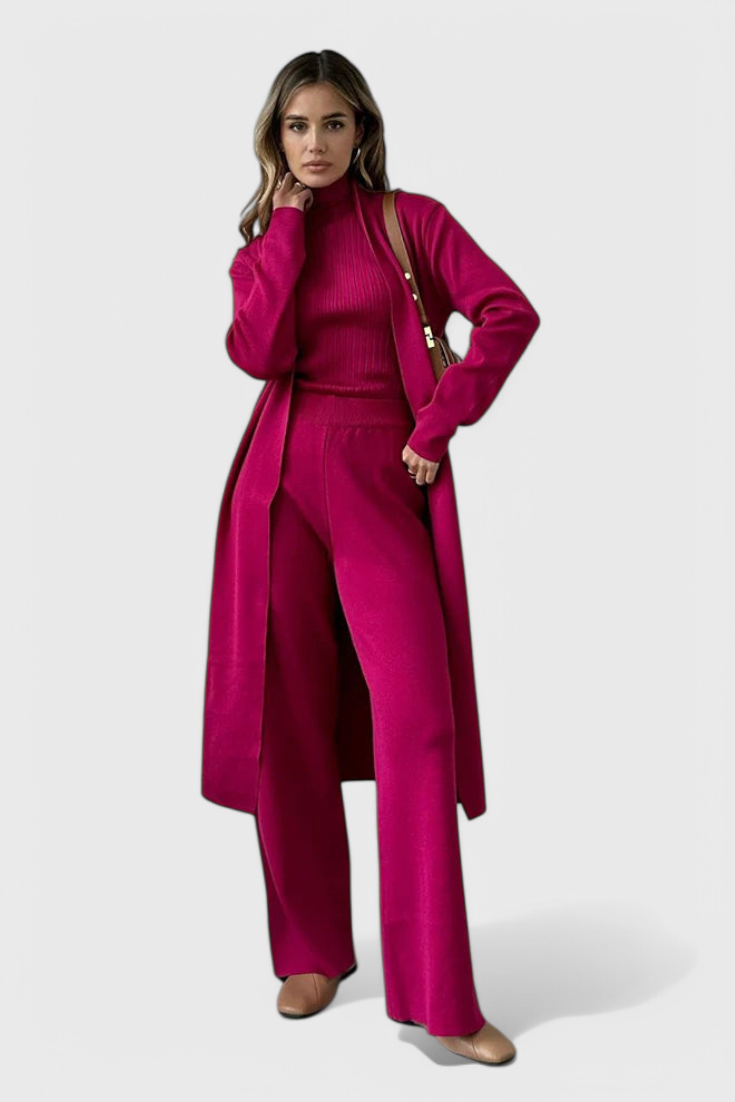 Cristina Elegant Cut 3-Piece Soft Knit Ensemble