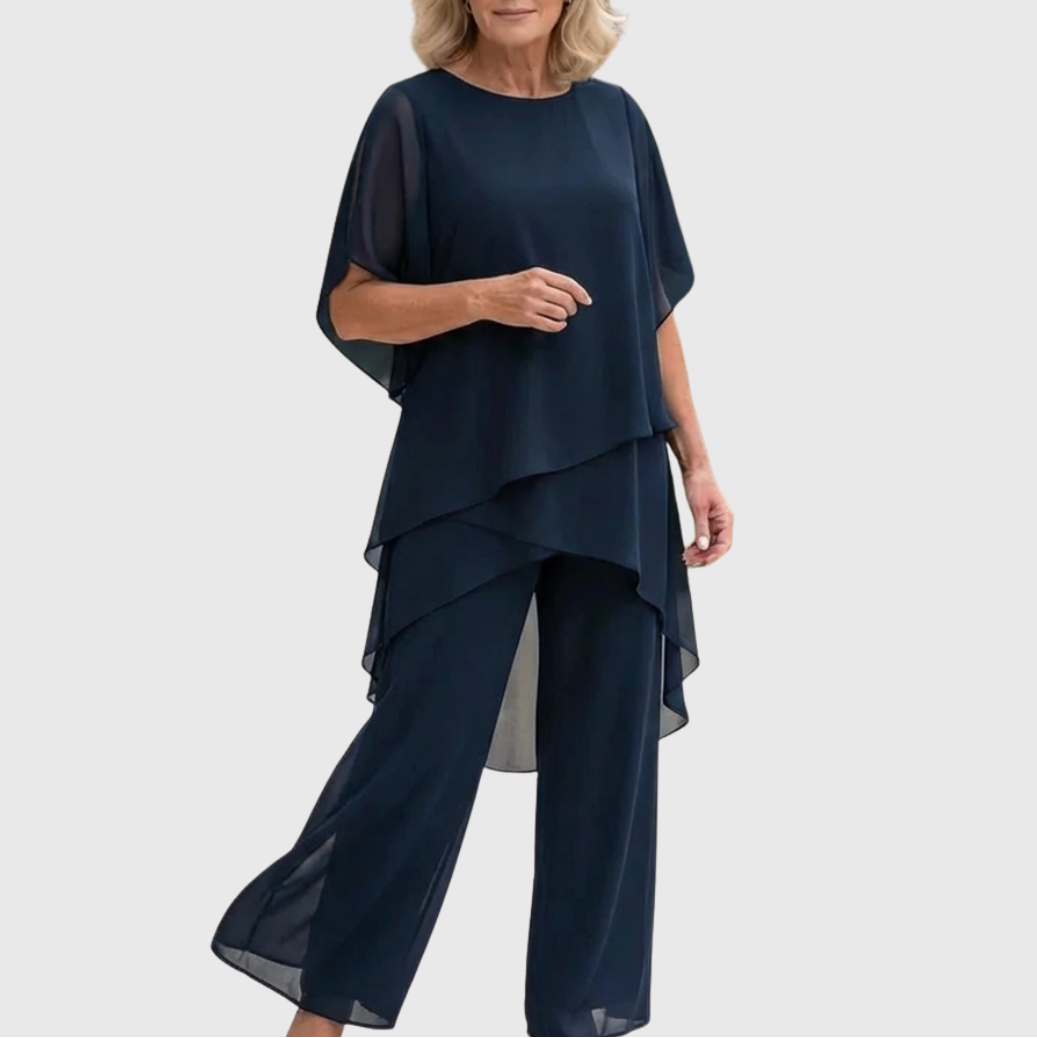 Irene | Suit with draped palazzo pants