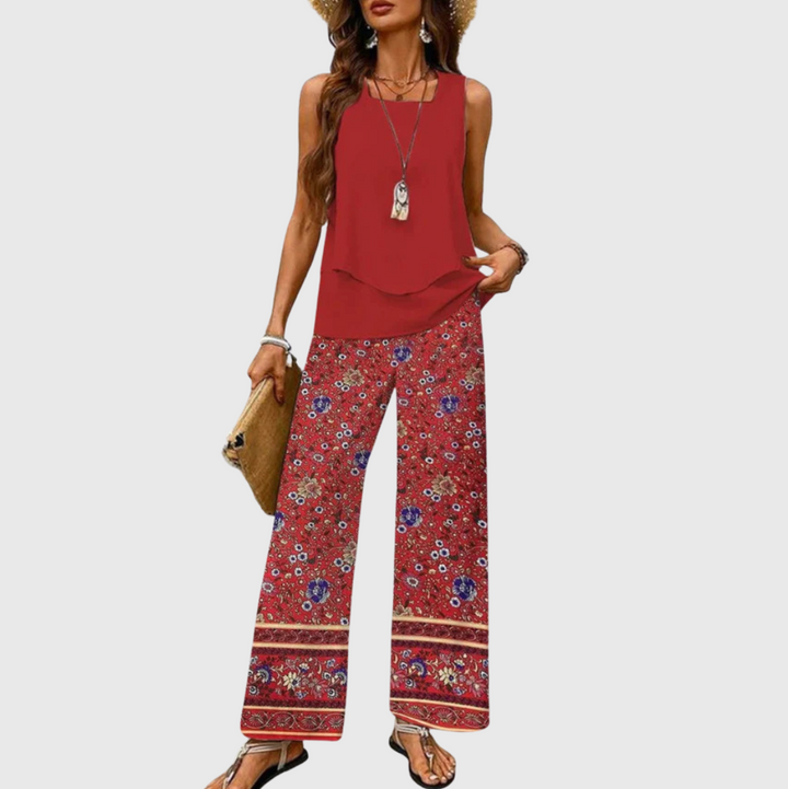 Priscilla | Sleeveless Top And Wide-Leg Pants Set