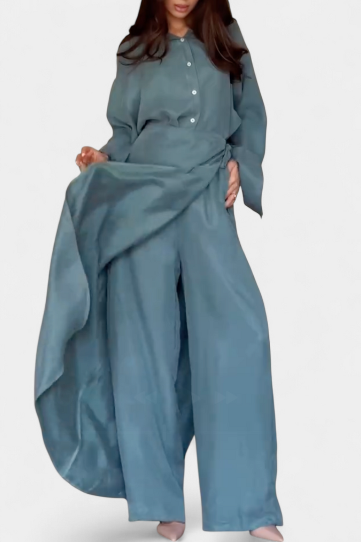 Allegra Casual Shirt and Skirt Pants Set
