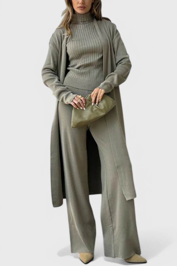 Cristina Elegant Cut 3-Piece Soft Knit Ensemble