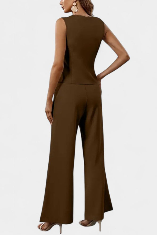 Immacolata Asymmetrical Peplum Vest and High-Waisted Pants Set