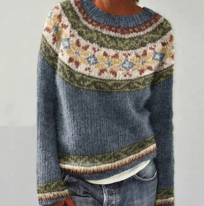Angela | Nordic-Pattern Cable-Knit Sweater