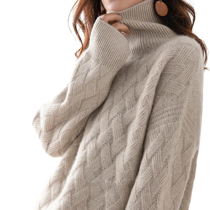 Anna | Basketweave-Knit Turtleneck Sweater