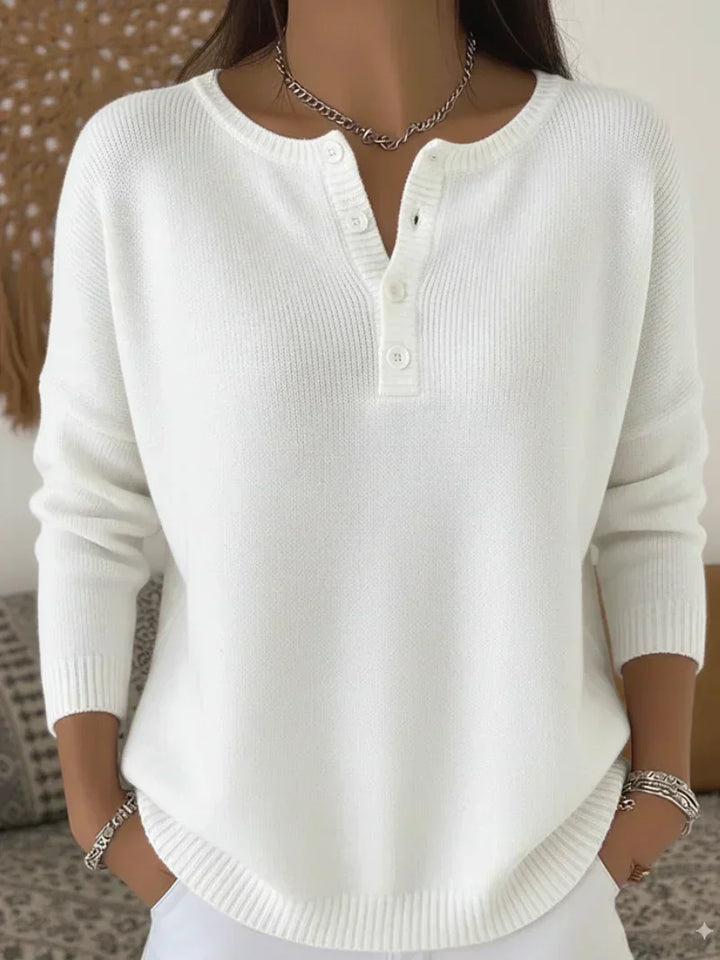 Cristina | Henley Button-Up Knit Sweater