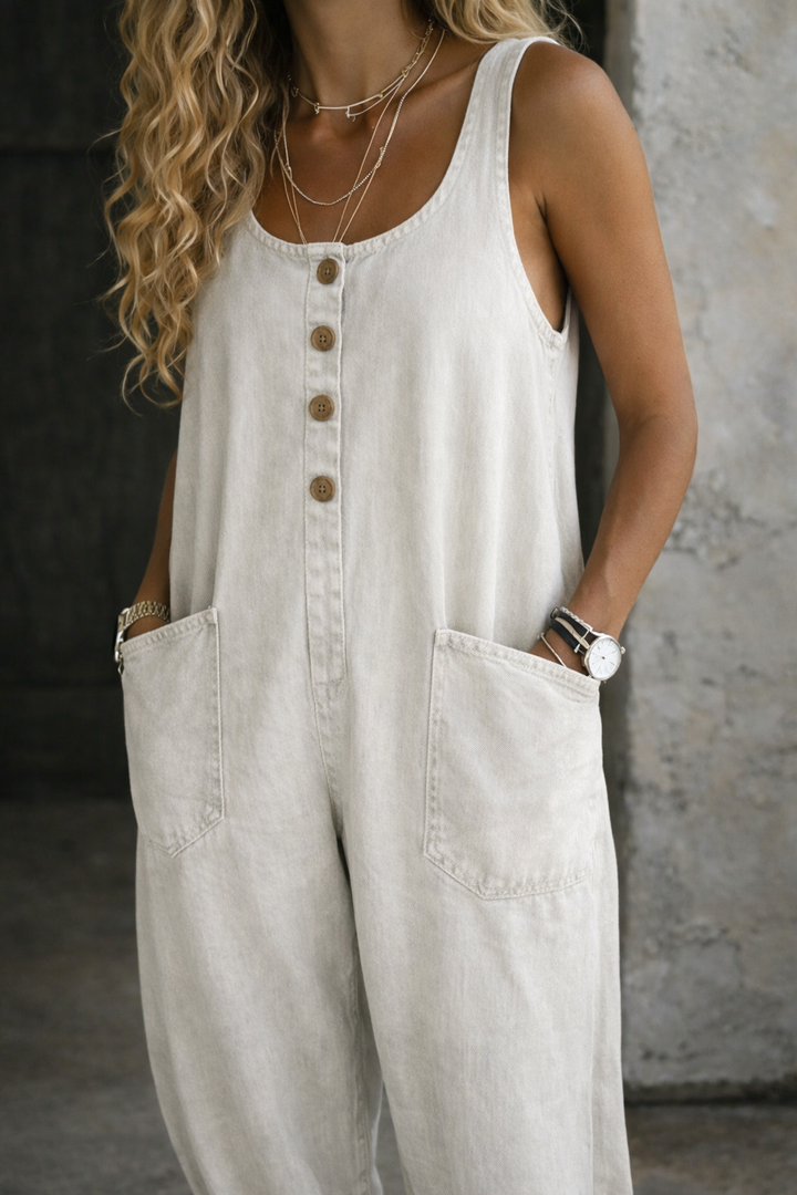 Rosalia | Vintage-Wash Cotton Denim Overalls