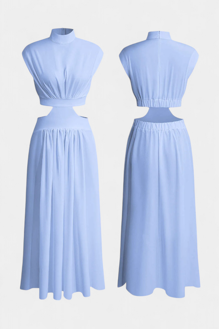 Marina High Neck Top and Flowing Skirt with Side Slits