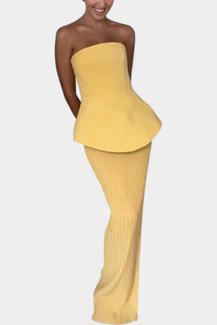 Letizia Strapless Bandeau Top with Pleated Skirt Set