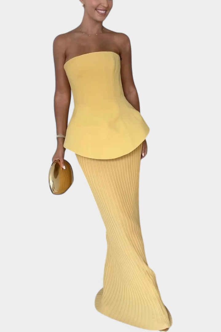 Letizia Strapless Bandeau Top with Pleated Skirt Set