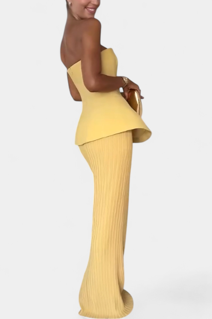 Letizia Strapless Bandeau Top with Pleated Skirt Set