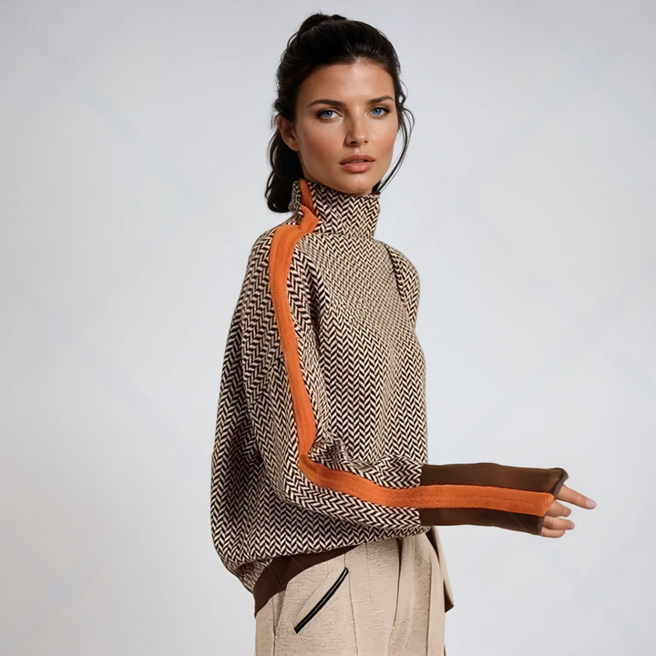 Diletta | Herringbone Turtleneck Sweater