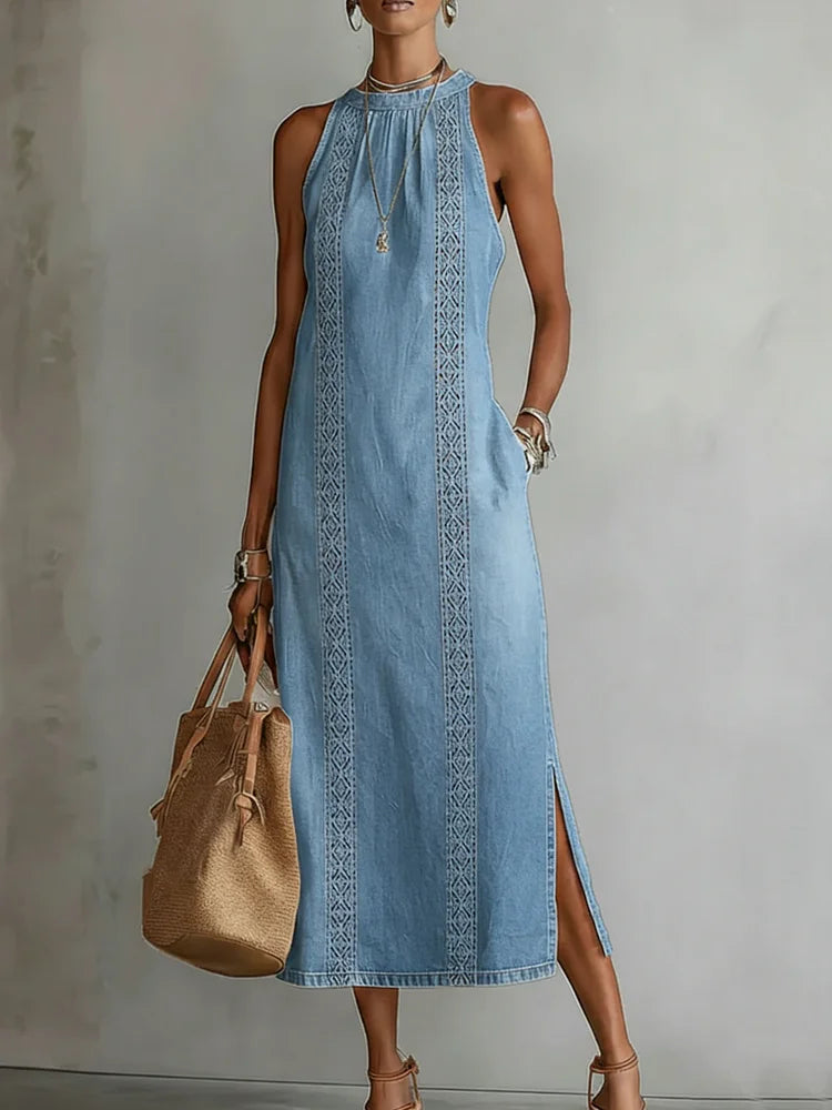 Adelaide | Vintage Lace Denim Dress