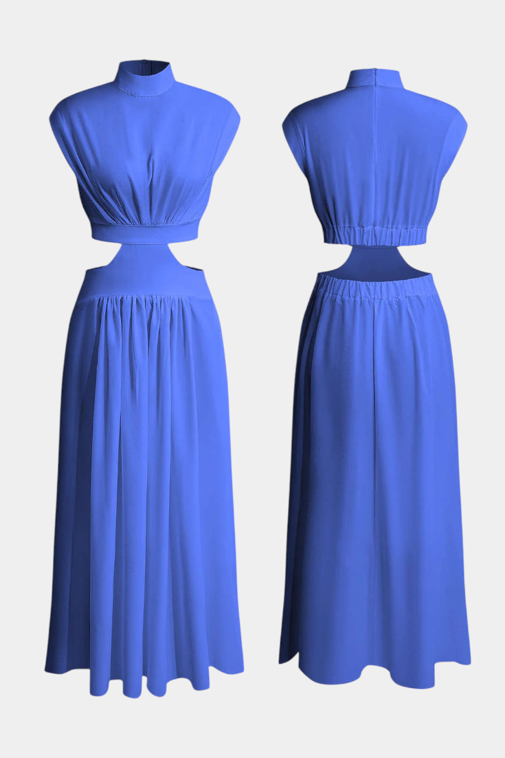 Marina High Neck Top and Flowing Skirt with Side Slits