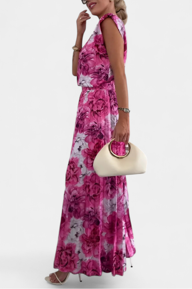 Marcella Sleeveless Backless Ensemble with Flowing Wide-Leg Pleated Trousers