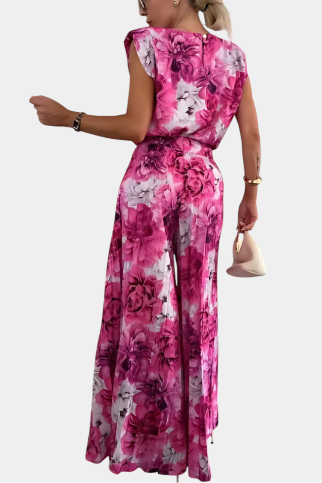 Marcella Sleeveless Backless Ensemble with Flowing Wide-Leg Pleated Trousers