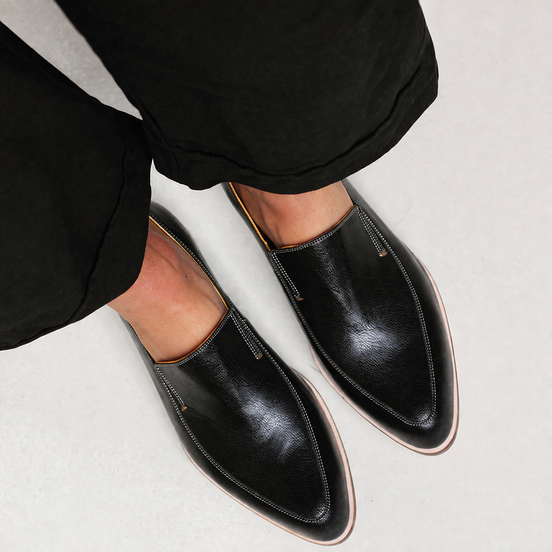 Benedetta | Black Patchwork Loafers