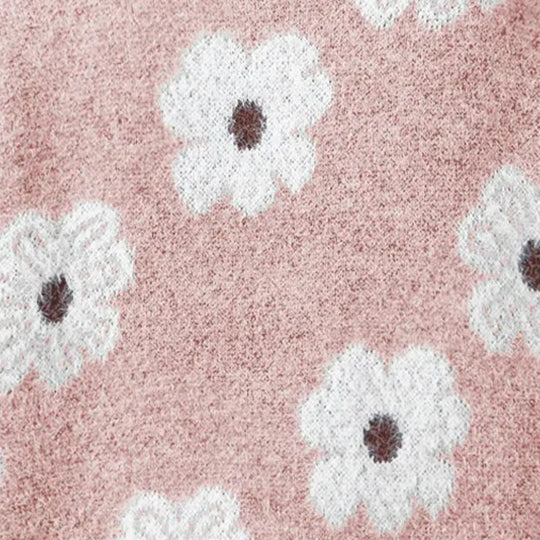 Melania | Floral Cable-Knit Quarter-Zip Sweater
