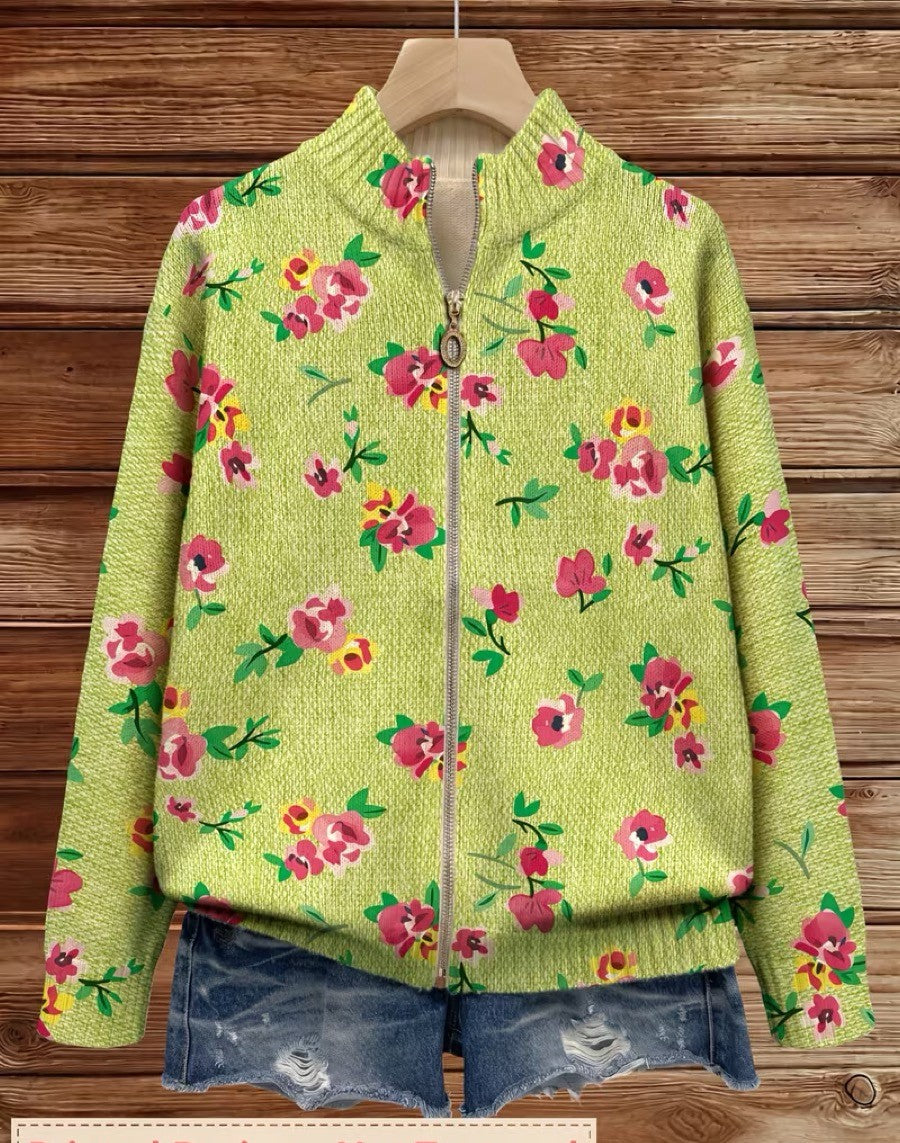 Roberta | Floral Zip Cardigan