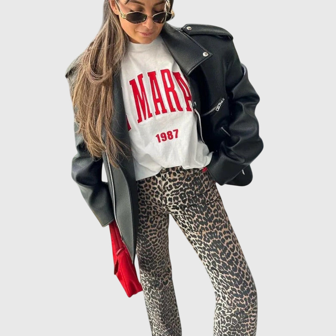 Viviana | Vintage Jeans with Leopard Print
