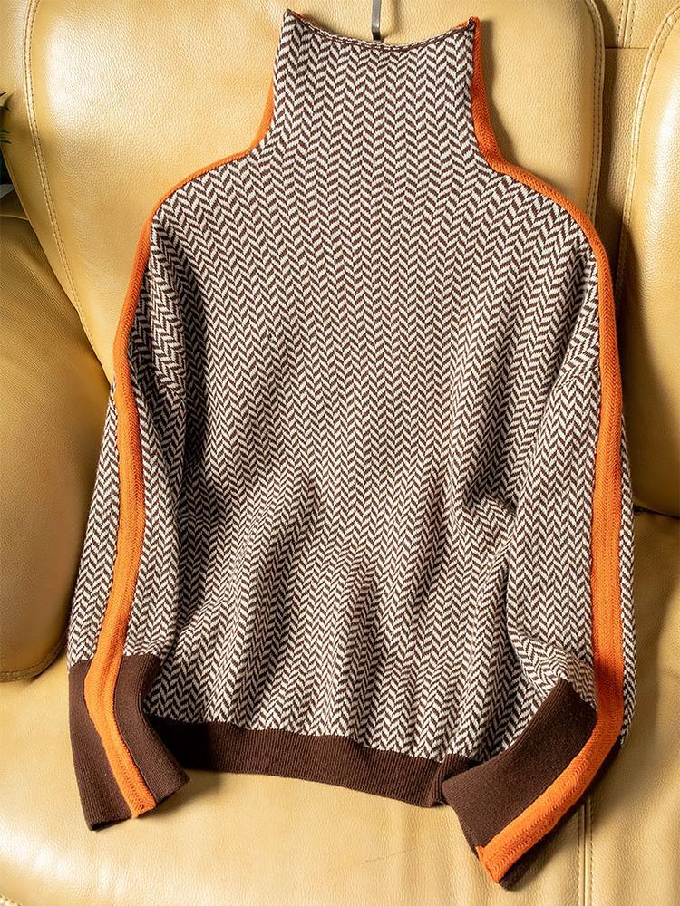 Diletta | Herringbone Turtleneck Sweater