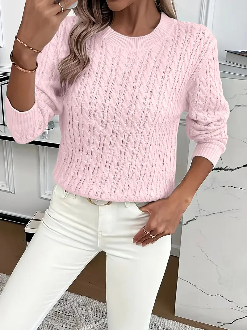 Ester | Pink Cable Knit Sweater