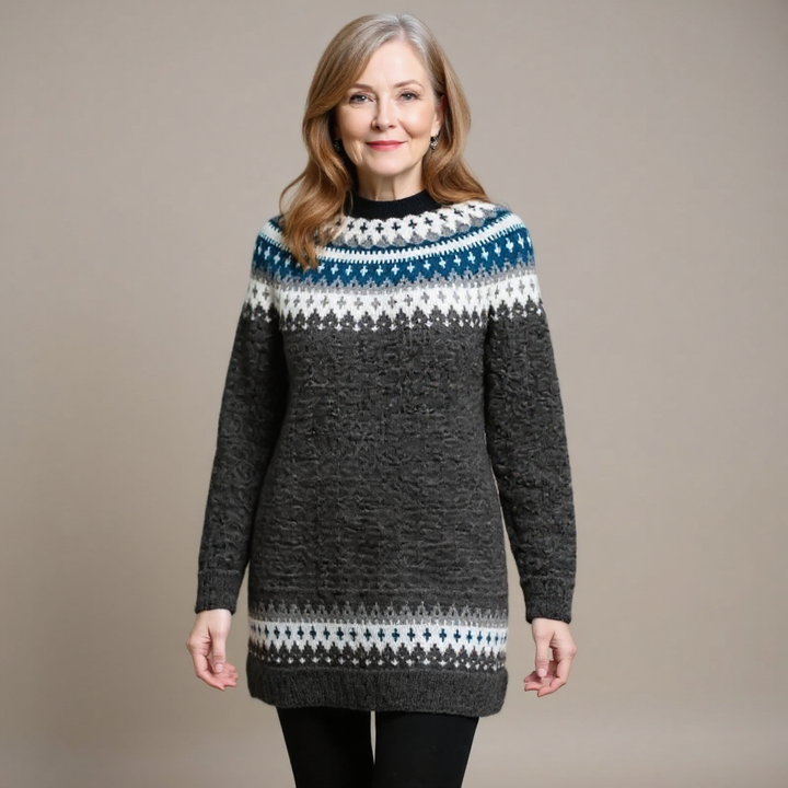 Aurora | Longline Fair Isle Yoke Sweater