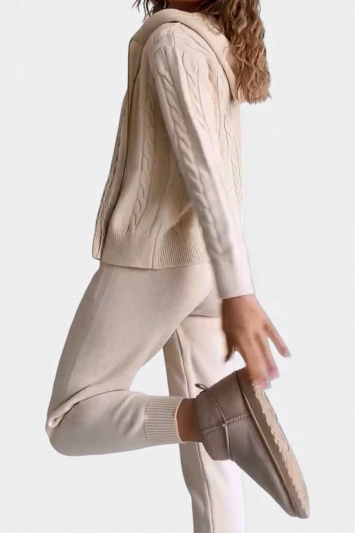 Claudia Cardigan & Twisted Jacquard Pullover Set - Casual Ensemble
