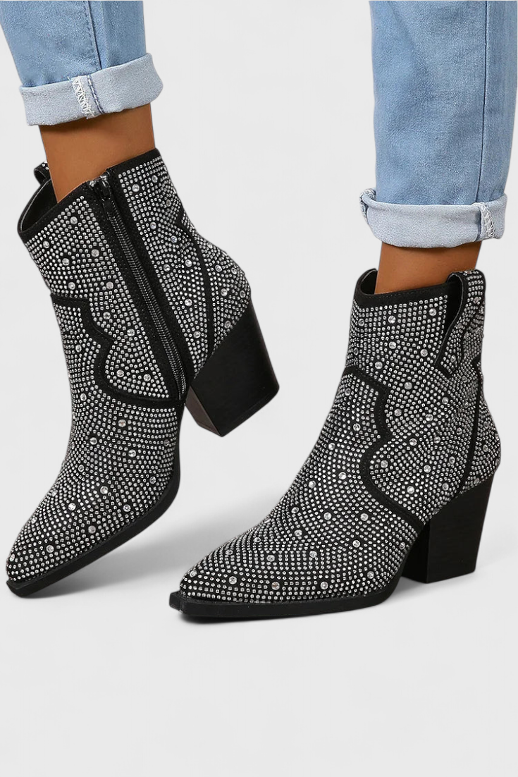 Daniela Zippered Patchwork Boots with Durable Sole