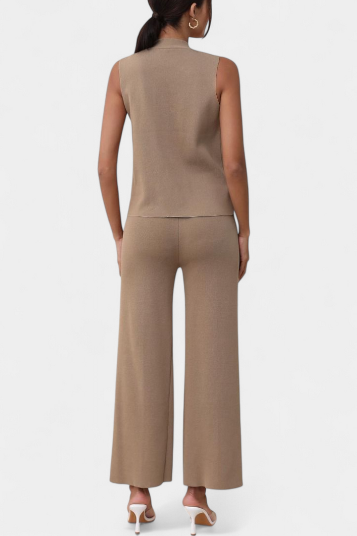 Maria Knit Vest with Wide-Leg Trousers