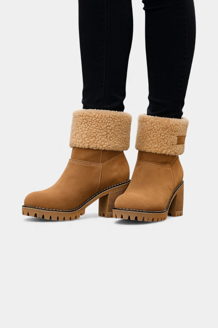 Francesca Virginia Faux Fur Block Heel Ankle Boots