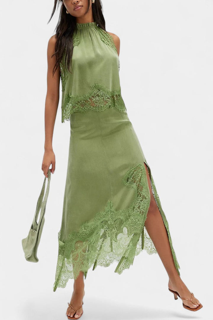 Lidia Midi Lace Skirt with Matching Top