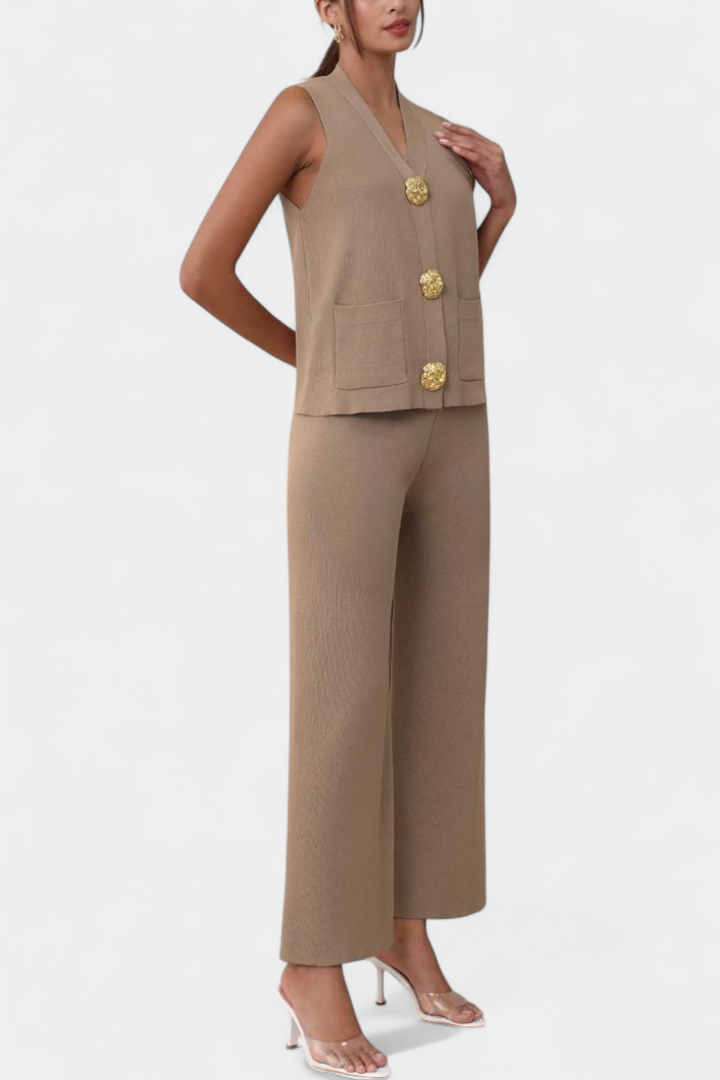 Maria Knit Vest with Wide-Leg Trousers