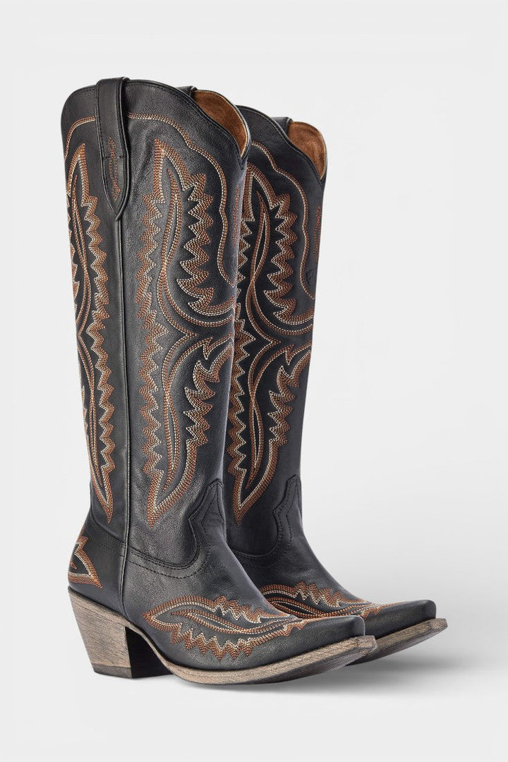 Gioia Retro Western Embroidered Pointed Toe Booties