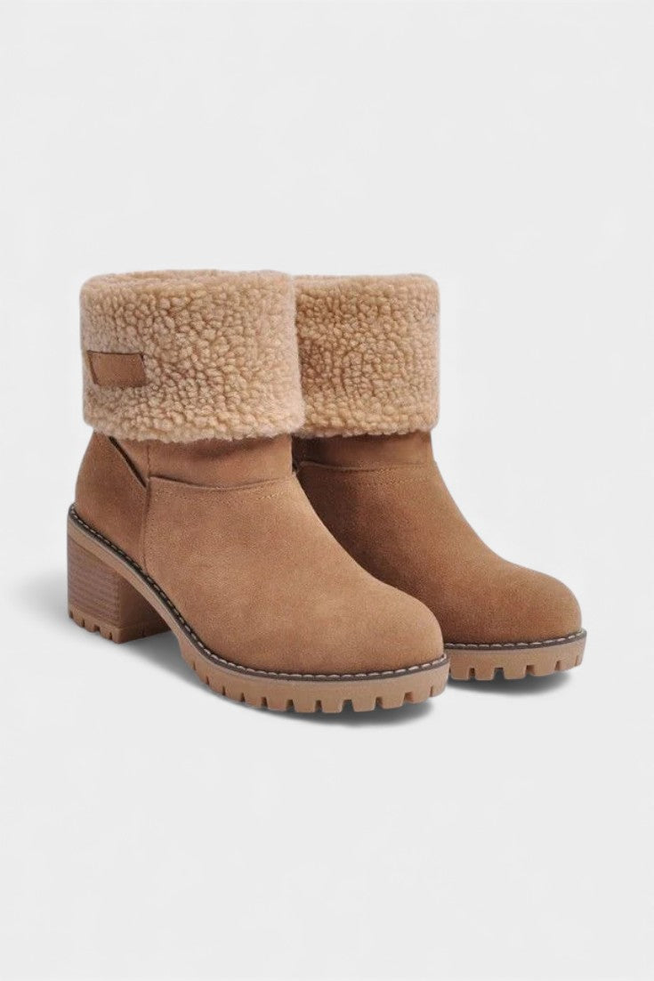 Francesca Virginia Faux Fur Block Heel Ankle Boots