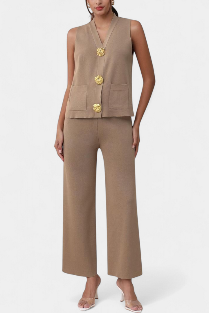 Maria Knit Vest with Wide-Leg Trousers