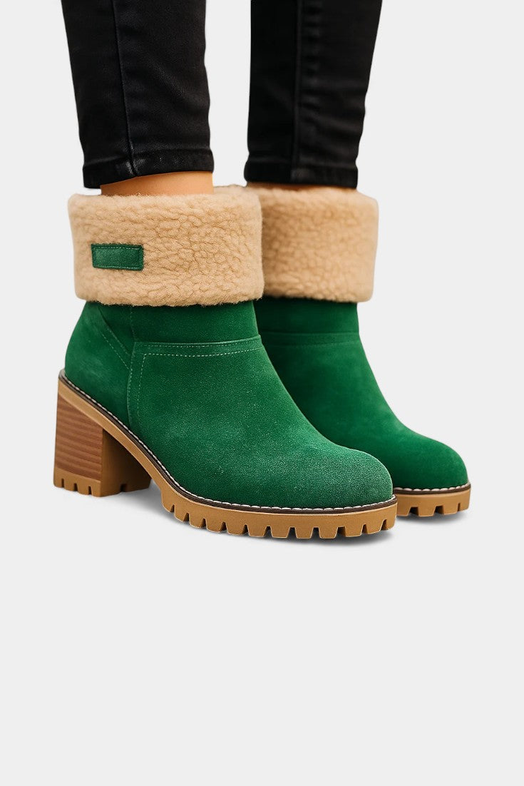 Francesca Virginia Faux Fur Block Heel Ankle Boots