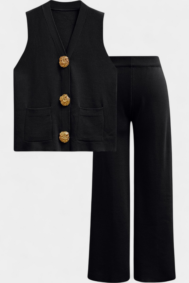 Maria Knit Vest with Wide-Leg Trousers