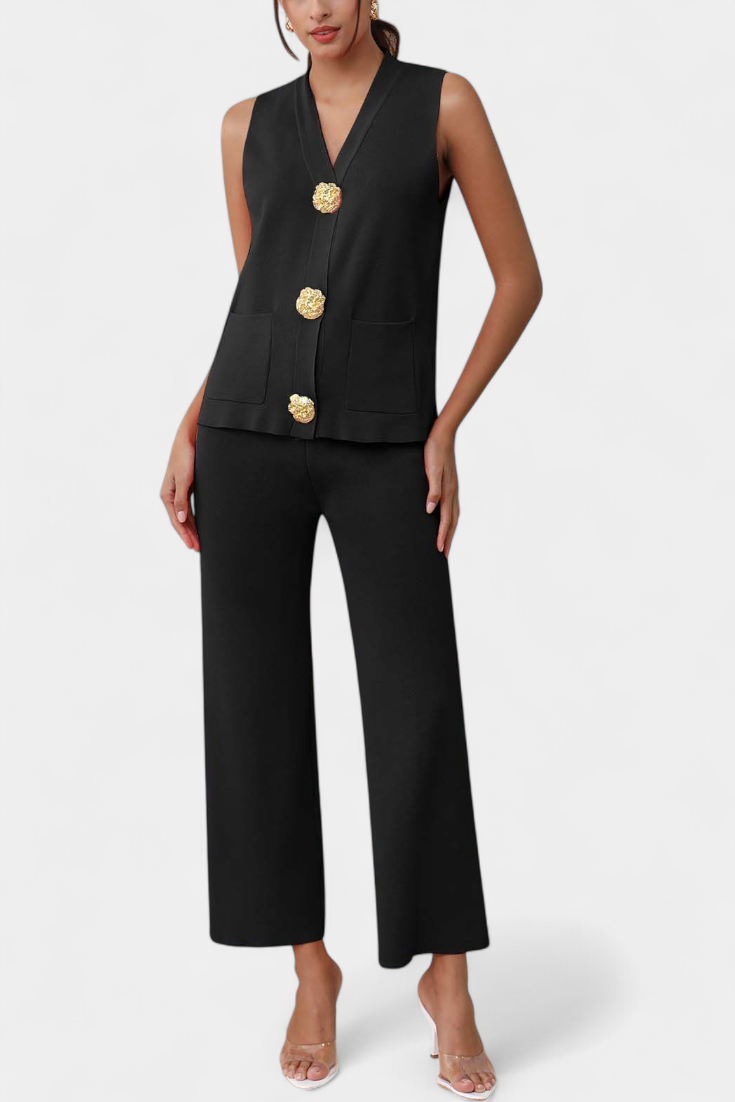 Maria Knit Vest with Wide-Leg Trousers