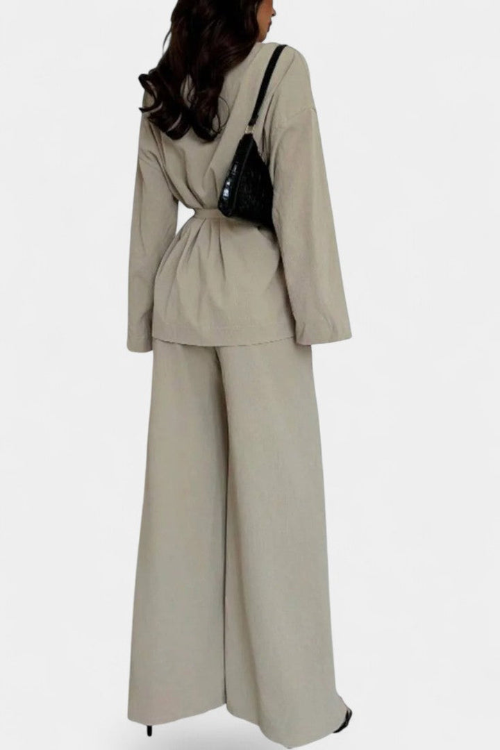 Emma V-Neck Blazer and Flared Pants Set